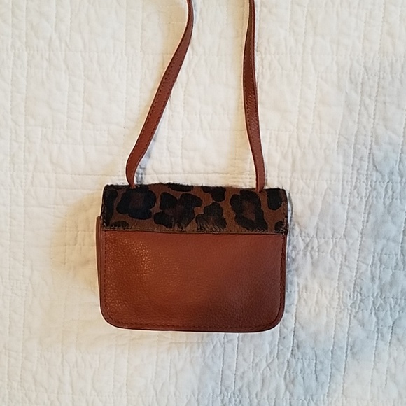 J. Crew Factory Bags J Crew Leather Calf Hair Leopard Crossbody Bag